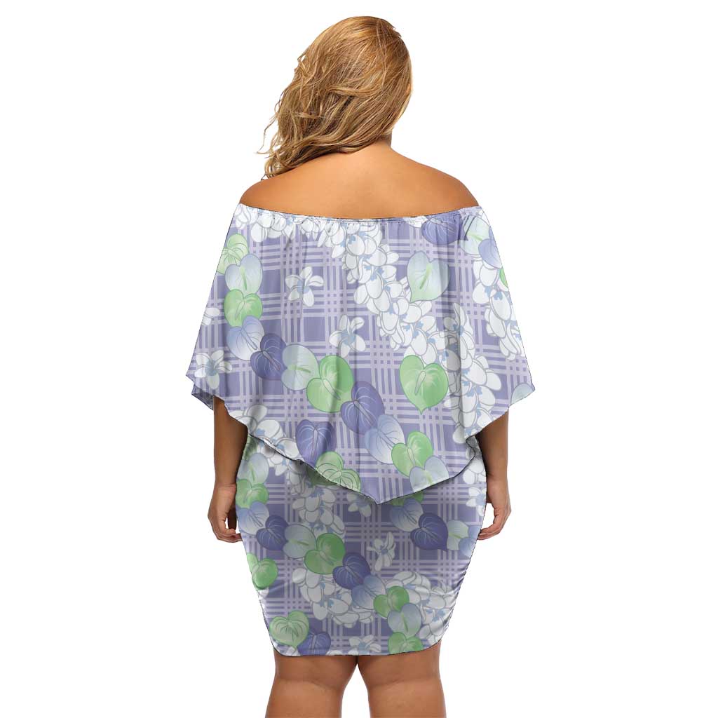 Anthurium Plumeria Lei Pastel Family Matching Off Shoulder Short Dress and Hawaiian Shirt Purple Hawaiian Splendid Palaka LT01 - Polynesian Pride
