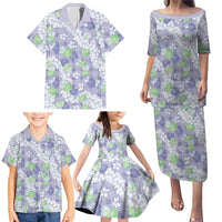 Anthurium Plumeria Lei Pastel Family Matching Puletasi and Hawaiian Shirt Purple Hawaiian Splendid Palaka LT01 - Polynesian Pride