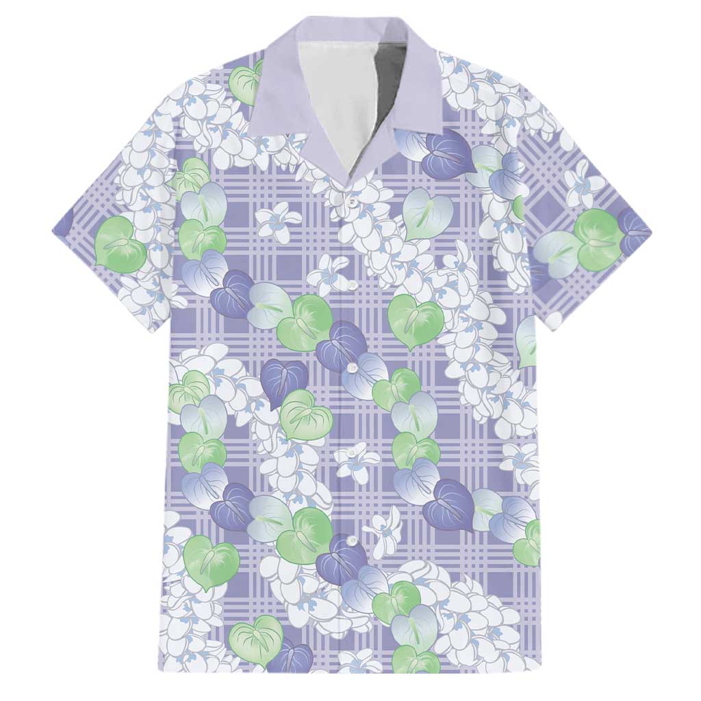 Anthurium Plumeria Lei Pastel Family Matching Short Sleeve Bodycon Dress and Hawaiian Shirt Purple Hawaiian Splendid Palaka LT01 Dad's Shirt - Short Sleeve Purple - Polynesian Pride