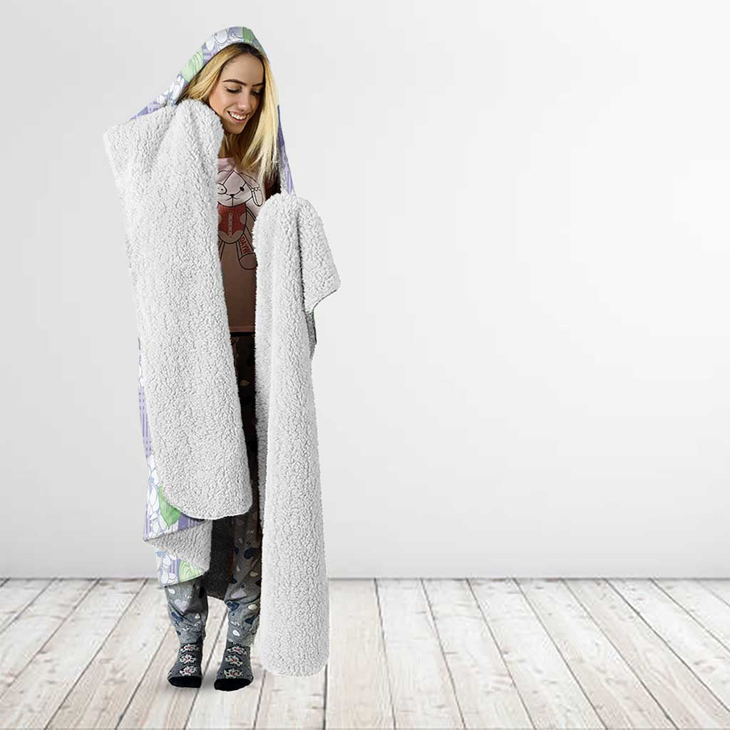 Anthurium Plumeria Lei Pastel Hooded Blanket Purple Hawaiian Splendid Palaka