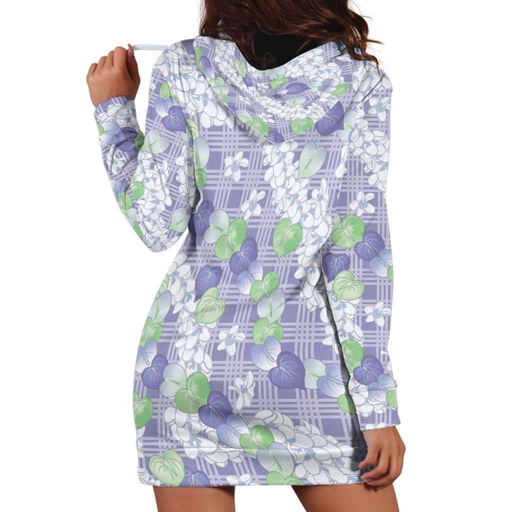 Anthurium Plumeria Lei Pastel Hoodie Dress Purple Hawaiian Splendid Palaka