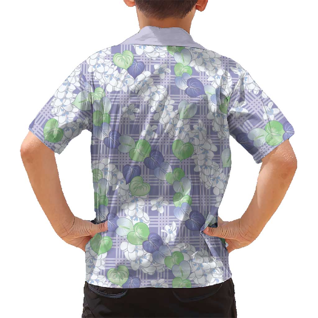 Anthurium Plumeria Lei Pastel Kid Hawaiian Shirt Purple Hawaiian Splendid Palaka