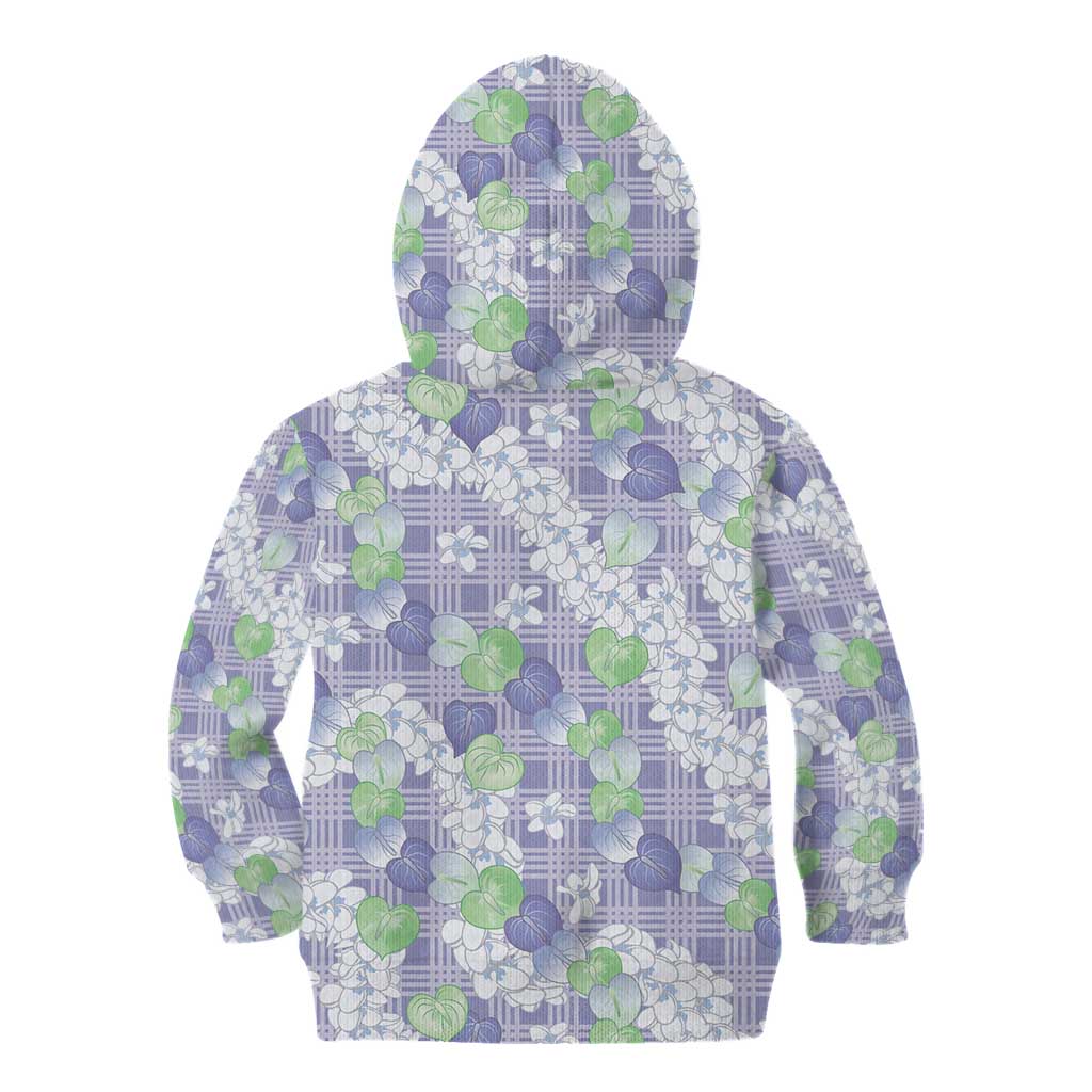 Anthurium Plumeria Lei Pastel Kid Hoodie Purple Hawaiian Splendid Palaka