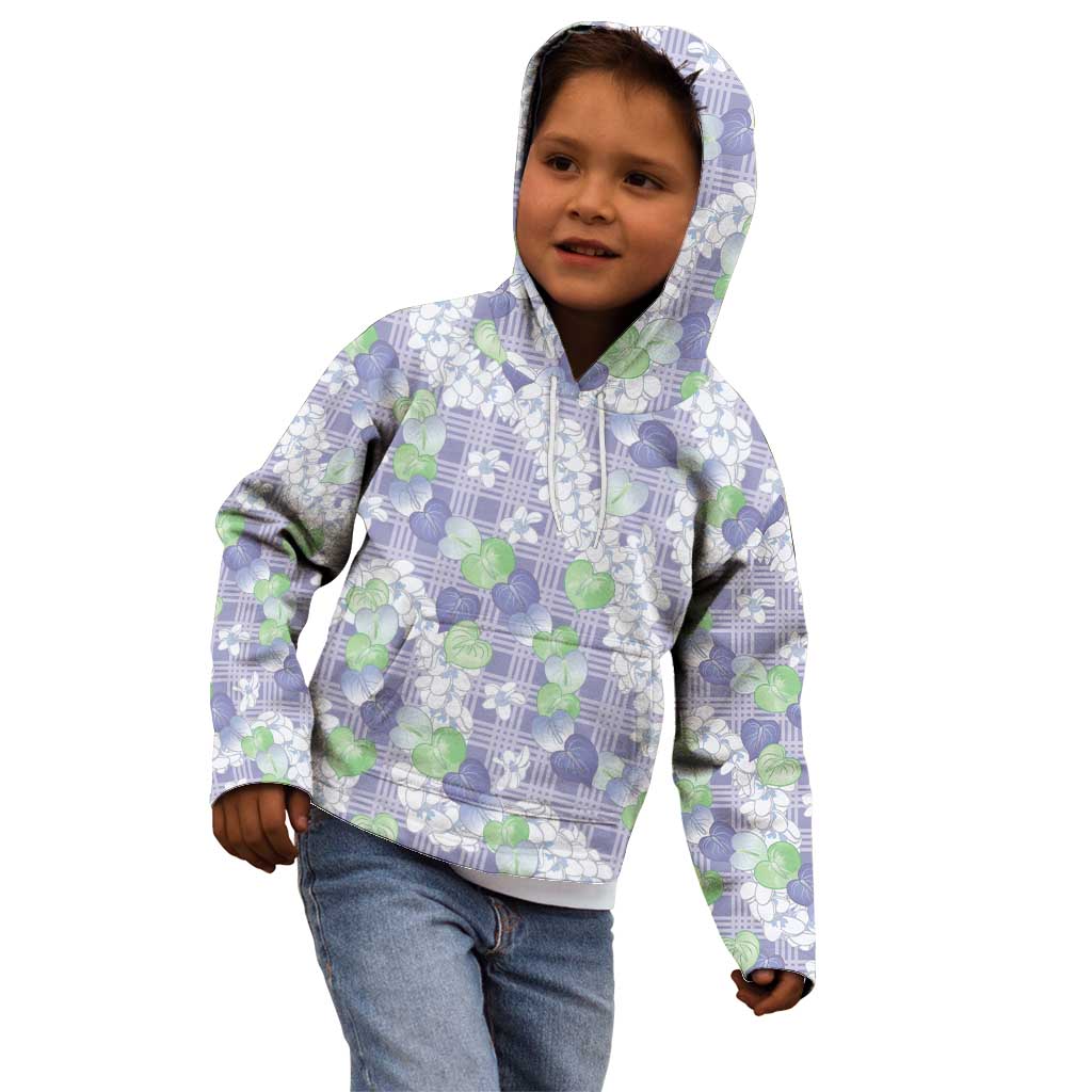 Anthurium Plumeria Lei Pastel Kid Hoodie Purple Hawaiian Splendid Palaka