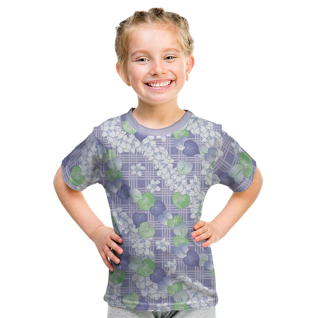 Anthurium Plumeria Lei Pastel Kid T Shirt Purple Hawaiian Splendid Palaka