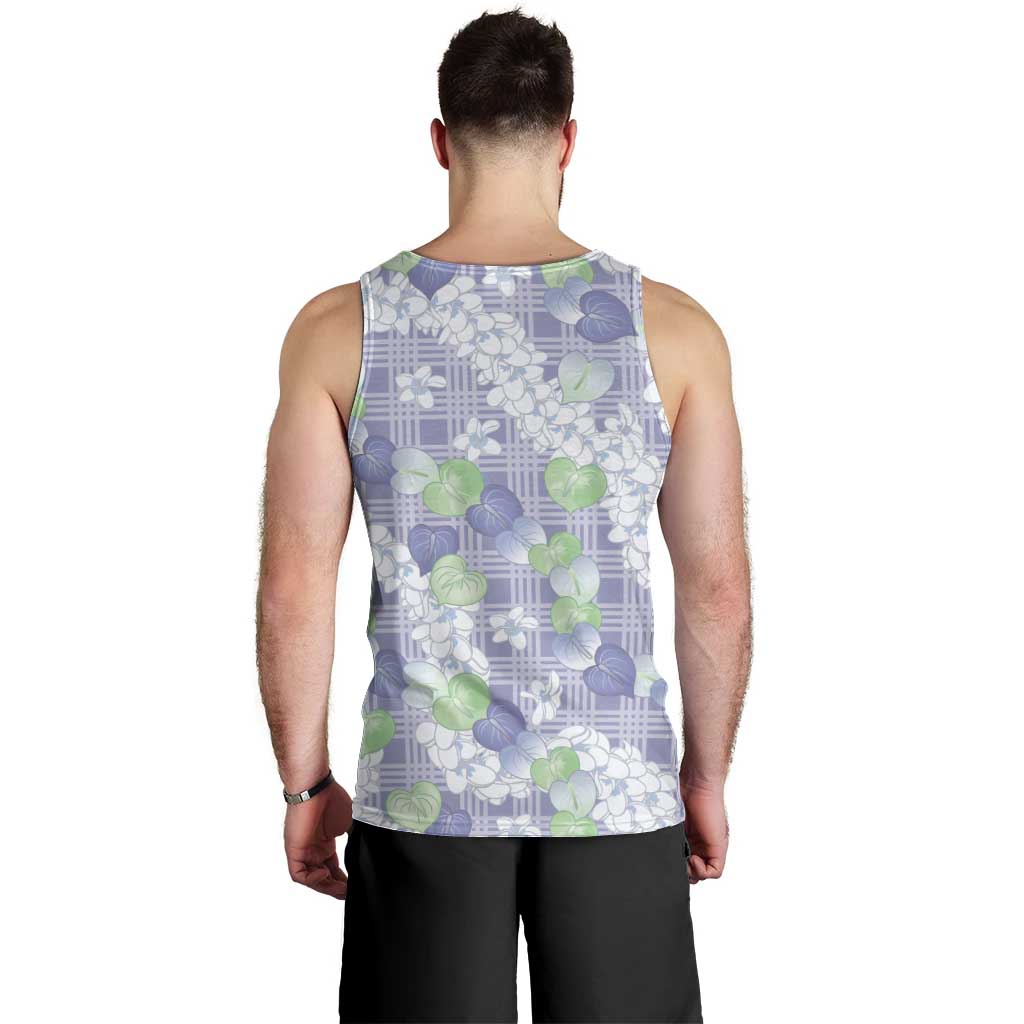 Anthurium Plumeria Lei Pastel Men Tank Top Purple Hawaiian Splendid Palaka