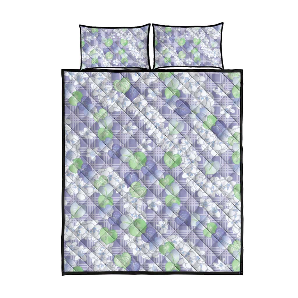 Anthurium Plumeria Lei Pastel Quilt Bed Set Purple Hawaiian Splendid Palaka LT01 - Polynesian Pride
