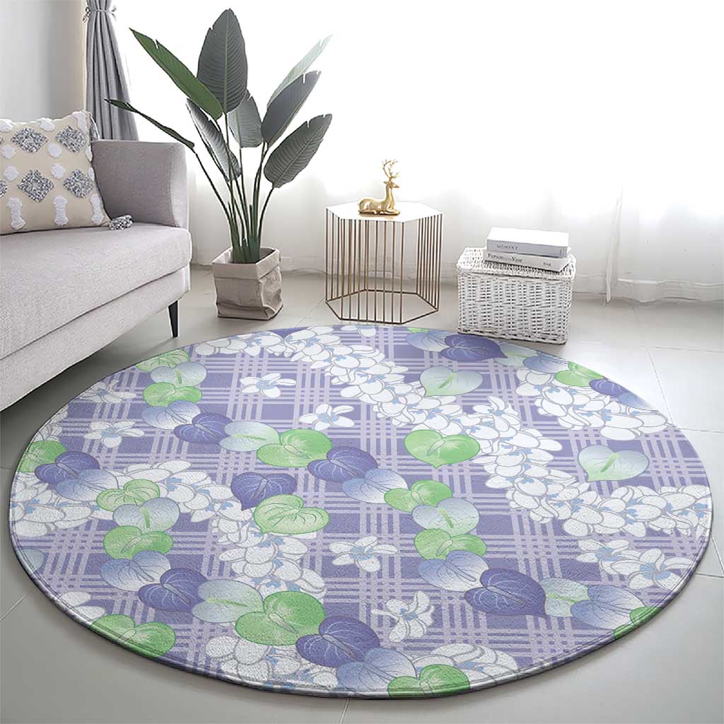 Anthurium Plumeria Lei Pastel Round Carpet Purple Hawaiian Splendid Palaka