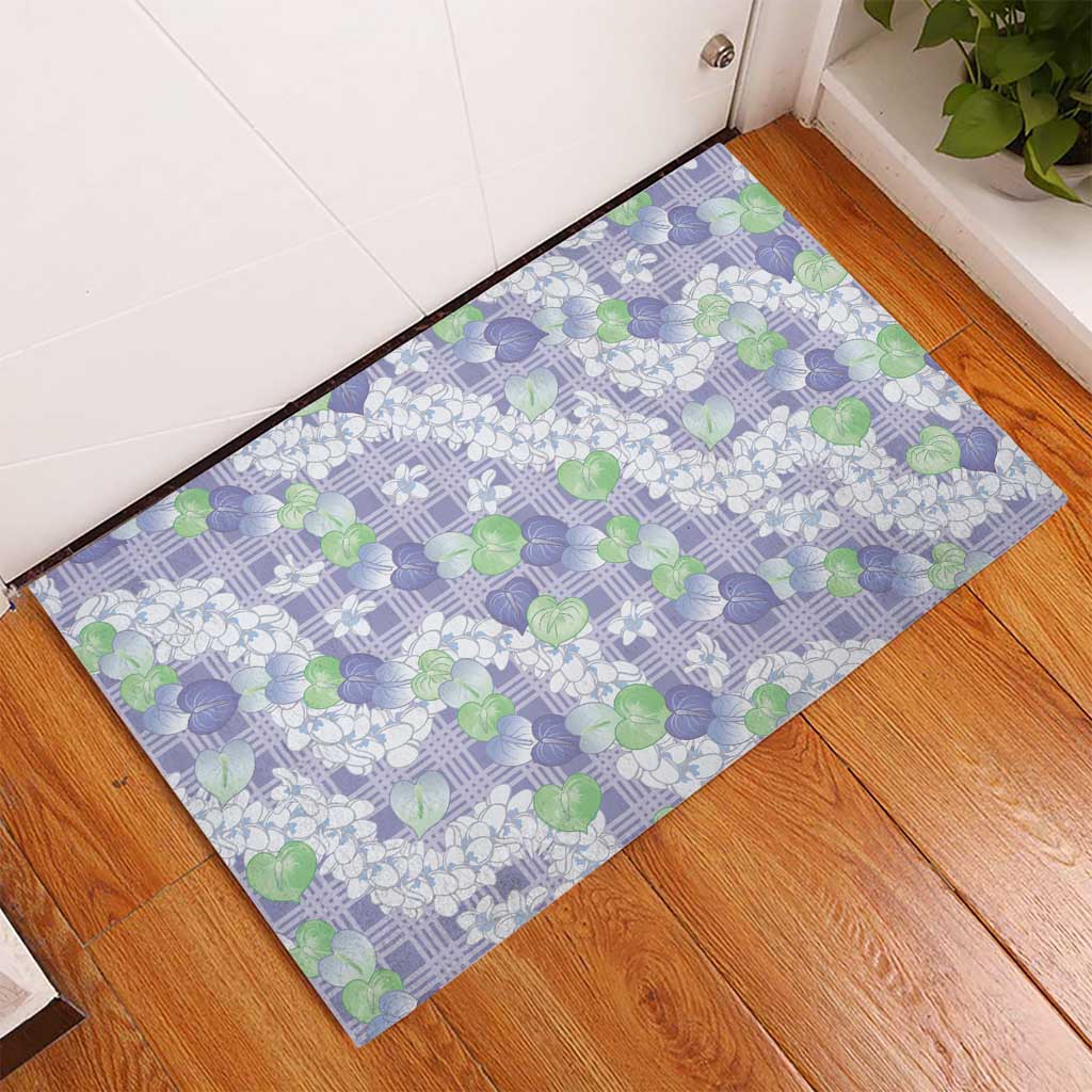 Anthurium Plumeria Lei Pastel Rubber Doormat Purple Hawaiian Splendid Palaka