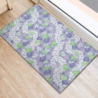 Anthurium Plumeria Lei Pastel Rubber Doormat Purple Hawaiian Splendid Palaka