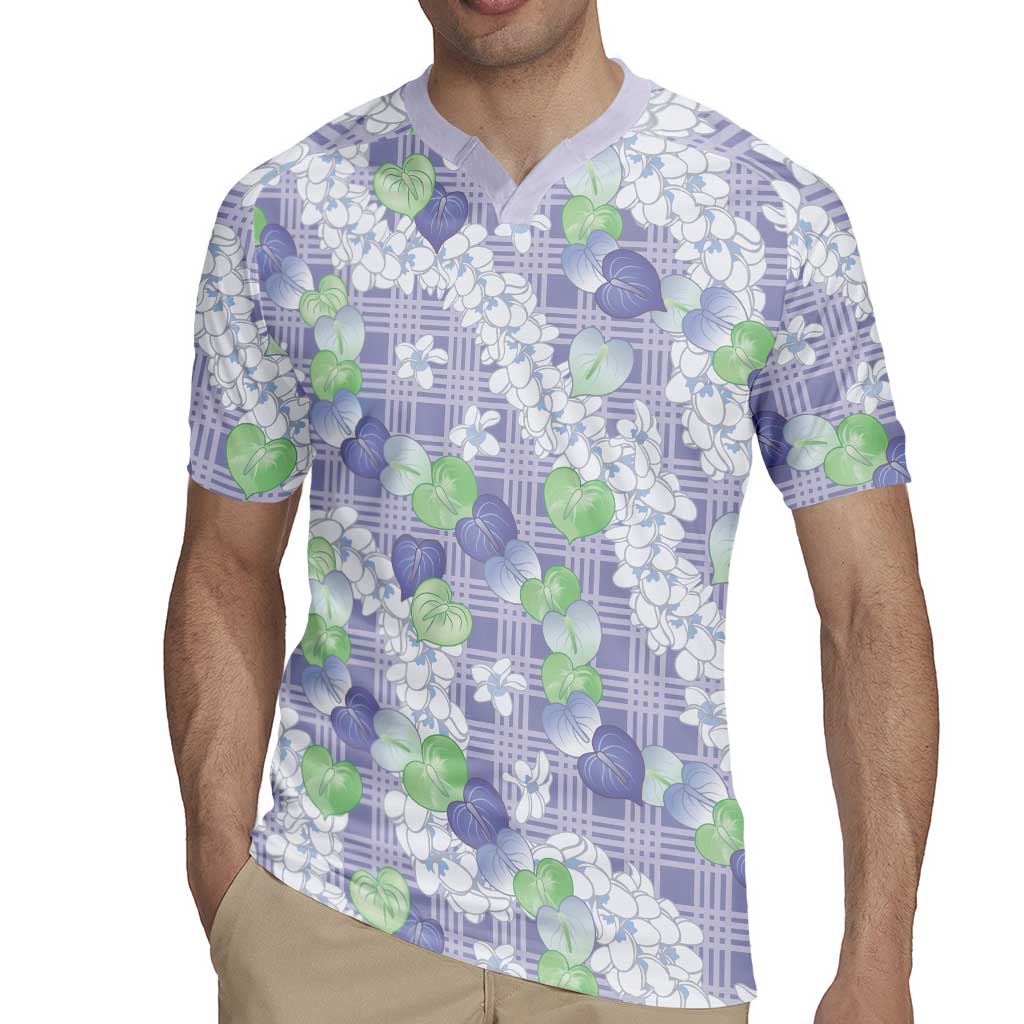 Anthurium Plumeria Lei Pastel Rugby Jersey Purple Hawaiian Splendid Palaka