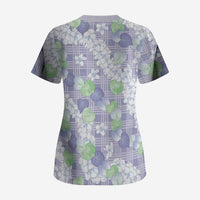 Anthurium Plumeria Lei Pastel Scrub Top Purple Hawaiian Splendid Palaka