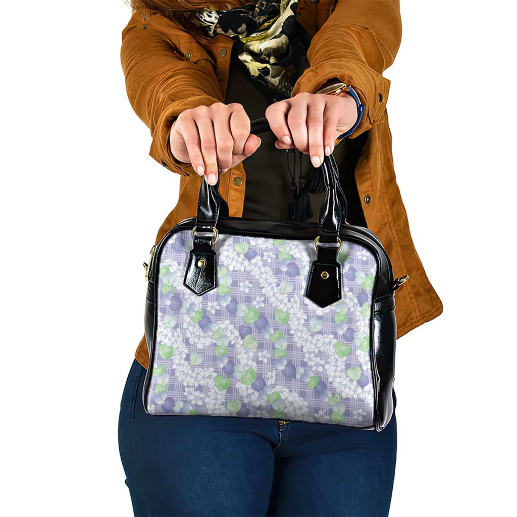 Anthurium Plumeria Lei Pastel Shoulder Handbag Purple Hawaiian Splendid Palaka