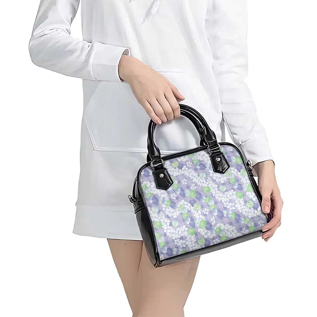 Anthurium Plumeria Lei Pastel Shoulder Handbag Purple Hawaiian Splendid Palaka