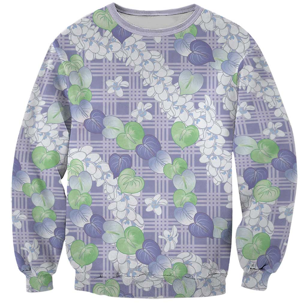 Anthurium Plumeria Lei Pastel Sweatshirt Purple Hawaiian Splendid Palaka
