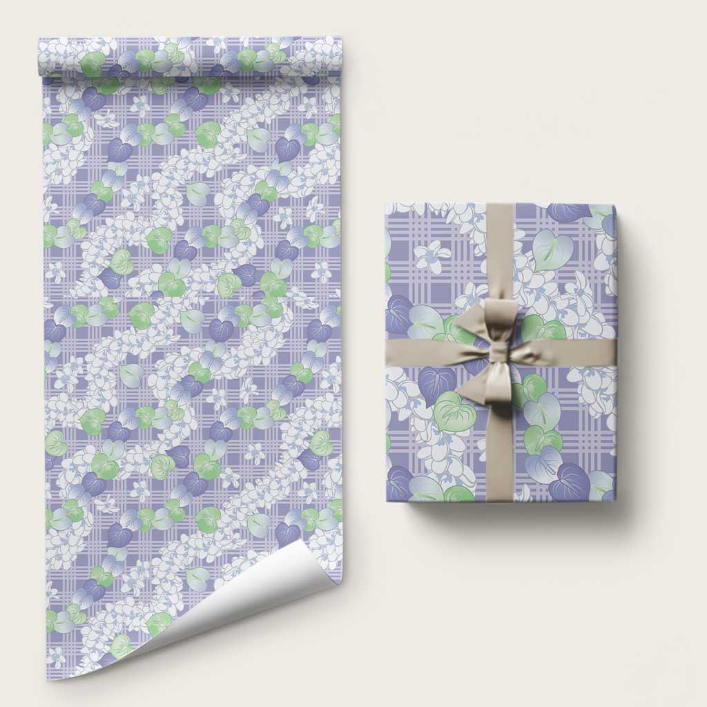 Anthurium Plumeria Lei Pastel Wrapping Paper Purple Hawaiian Splendid Palaka