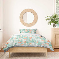 Anthurium Plumeria Lei Pastel Bedding Set Teal Hawaiian Splendid Palaka