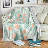 Anthurium Plumeria Lei Pastel Blanket Teal Hawaiian Splendid Palaka