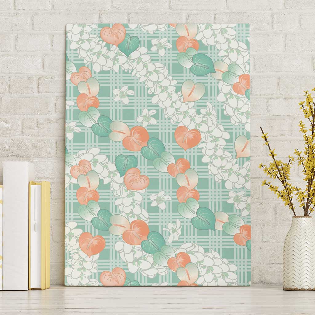 Anthurium Plumeria Lei Pastel Canvas Wall Art Teal Hawaiian Splendid Palaka