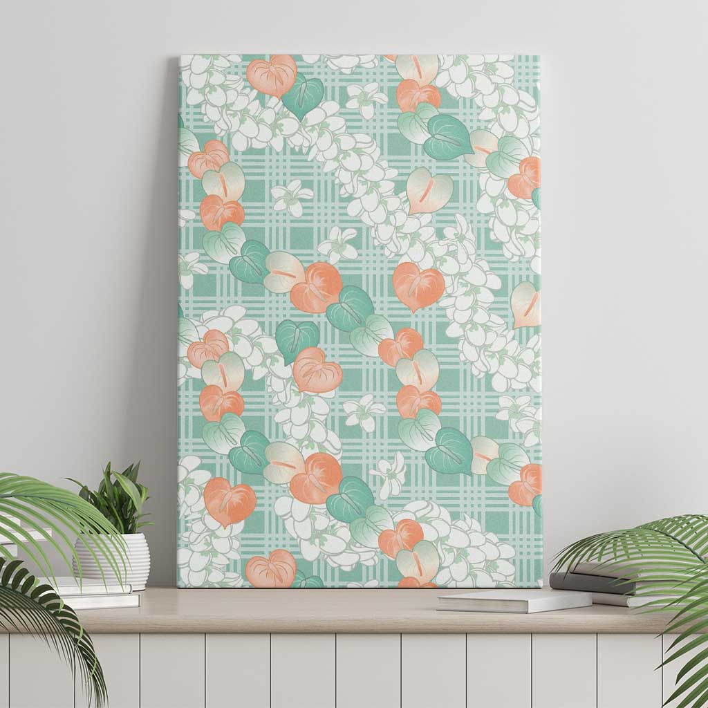 Anthurium Plumeria Lei Pastel Canvas Wall Art Teal Hawaiian Splendid Palaka