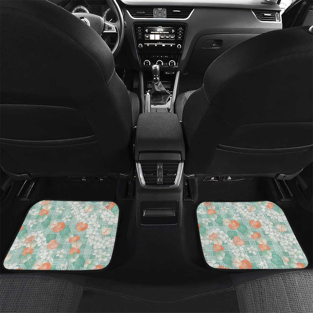 Anthurium Plumeria Lei Pastel Car Mats Teal Hawaiian Splendid Palaka