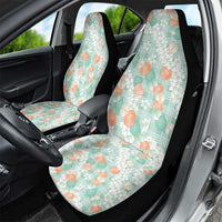 Anthurium Plumeria Lei Pastel Car Seat Cover Teal Hawaiian Splendid Palaka
