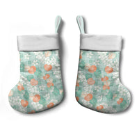 Anthurium Plumeria Lei Pastel Christmas Stocking Teal Hawaiian Splendid Palaka LT01 - Polynesian Pride