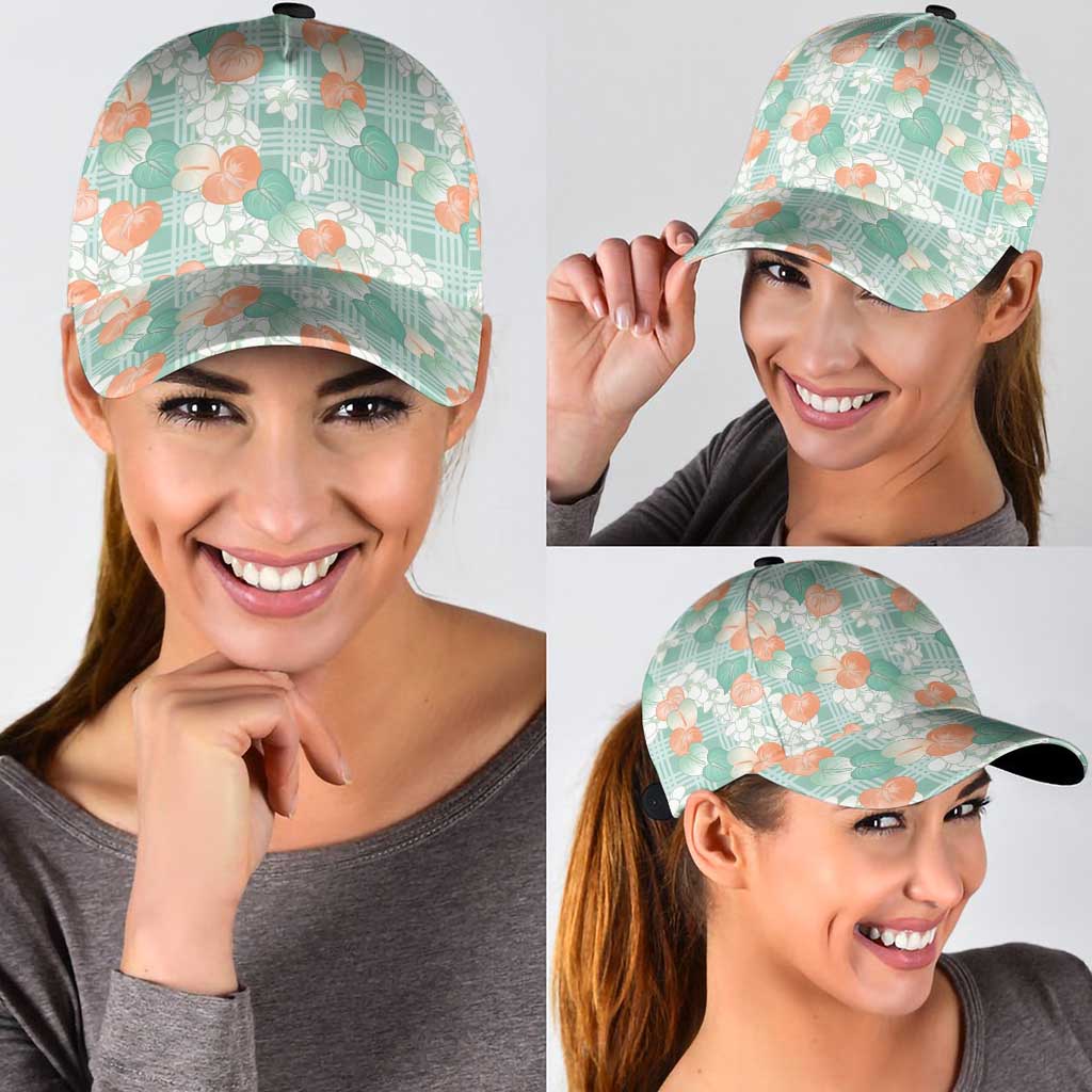 Anthurium Plumeria Lei Pastel Classic Cap Teal Hawaiian Splendid Palaka