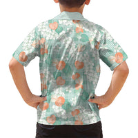 Anthurium Plumeria Lei Pastel Family Matching Off The Shoulder Long Sleeve Dress and Hawaiian Shirt Teal Hawaiian Splendid Palaka LT01 - Polynesian Pride