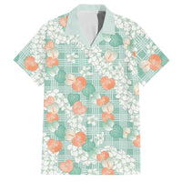 Anthurium Plumeria Lei Pastel Family Matching Off The Shoulder Long Sleeve Dress and Hawaiian Shirt Teal Hawaiian Splendid Palaka LT01 Dad's Shirt - Short Sleeve Teal - Polynesian Pride