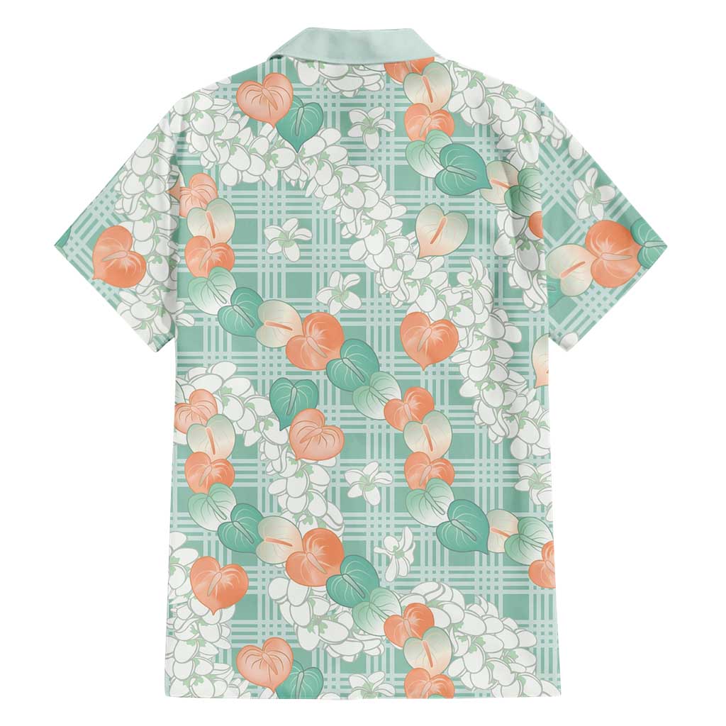 Anthurium Plumeria Lei Pastel Family Matching Off Shoulder Maxi Dress and Hawaiian Shirt Teal Hawaiian Splendid Palaka LT01 - Polynesian Pride