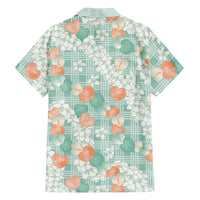 Anthurium Plumeria Lei Pastel Family Matching Tank Maxi Dress and Hawaiian Shirt Teal Hawaiian Splendid Palaka LT01 - Polynesian Pride