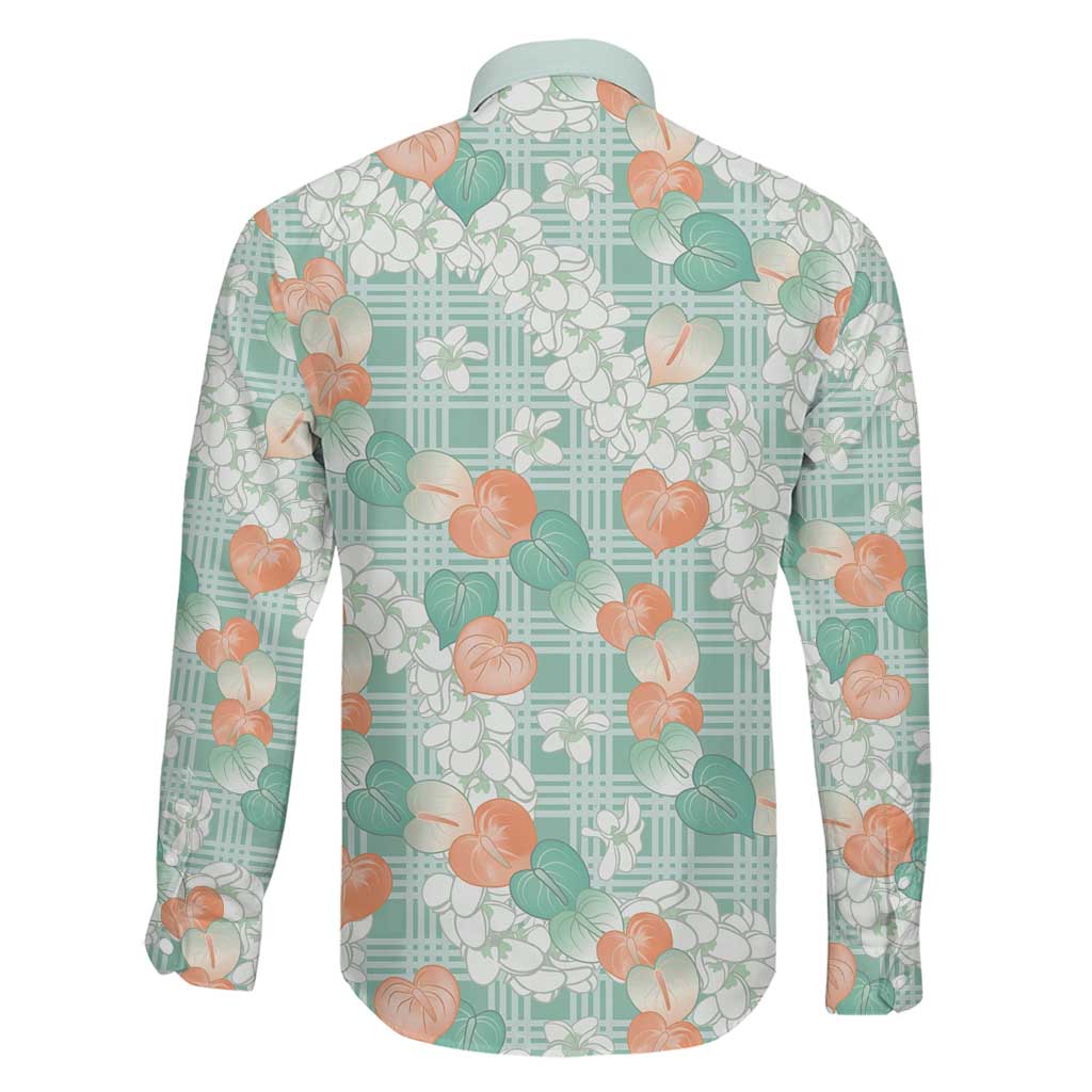 Anthurium Plumeria Lei Pastel Family Matching Tank Maxi Dress and Hawaiian Shirt Teal Hawaiian Splendid Palaka LT01 - Polynesian Pride