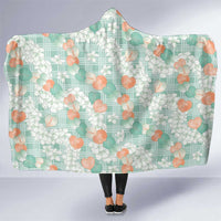 Anthurium Plumeria Lei Pastel Hooded Blanket Teal Hawaiian Splendid Palaka