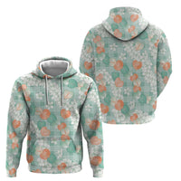 Anthurium Plumeria Lei Pastel Hoodie Teal Hawaiian Splendid Palaka