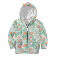 Anthurium Plumeria Lei Pastel Kid Hoodie Teal Hawaiian Splendid Palaka