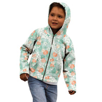 Anthurium Plumeria Lei Pastel Kid Hoodie Teal Hawaiian Splendid Palaka