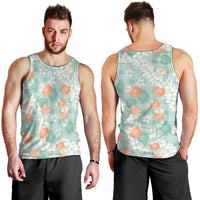 Anthurium Plumeria Lei Pastel Men Tank Top Teal Hawaiian Splendid Palaka