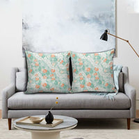 Anthurium Plumeria Lei Pastel Pillow Cover Teal Hawaiian Splendid Palaka
