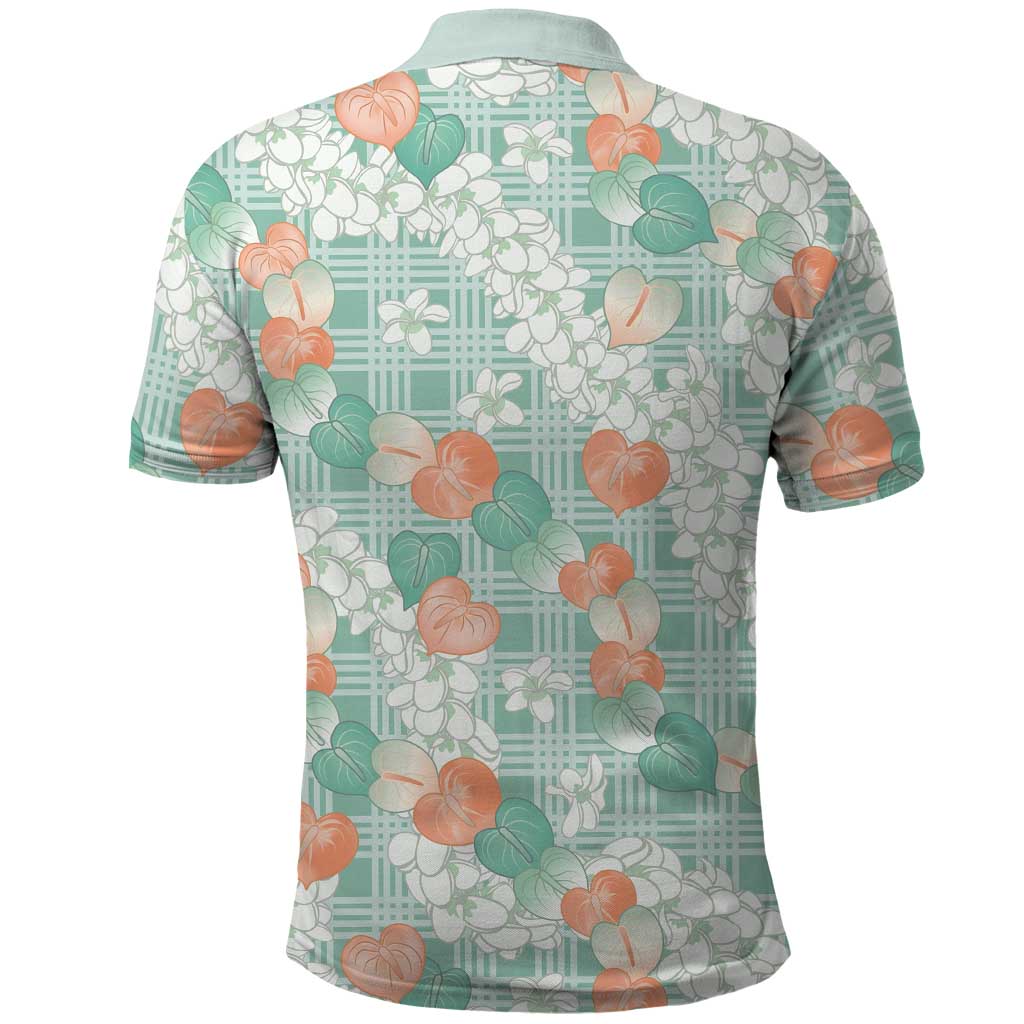 Anthurium Plumeria Lei Pastel Polo Shirt Teal Hawaiian Splendid Palaka