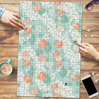 Anthurium Plumeria Lei Pastel Puzzle Teal Hawaiian Splendid Palaka