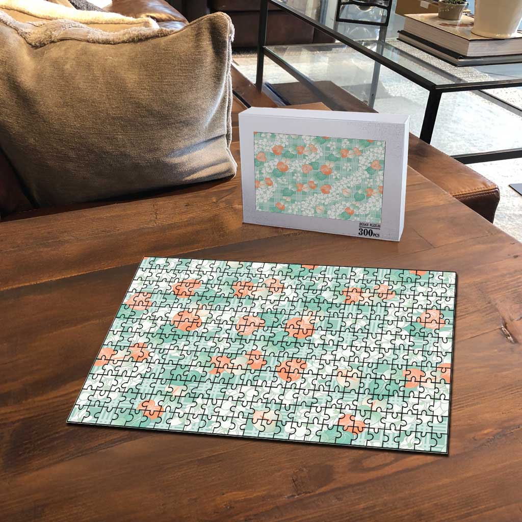 Anthurium Plumeria Lei Pastel Puzzle Teal Hawaiian Splendid Palaka