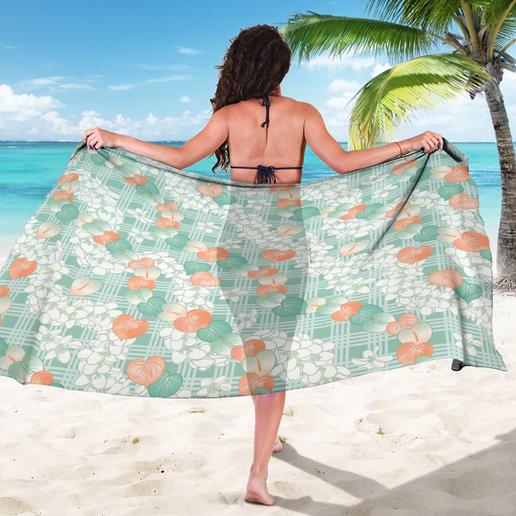 Anthurium Plumeria Lei Pastel Sarong Teal Hawaiian Splendid Palaka