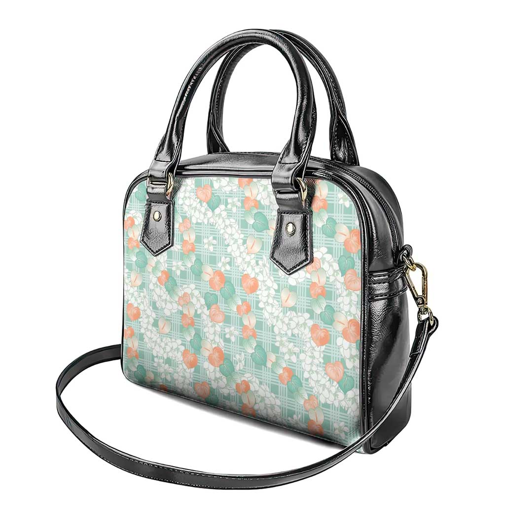 Anthurium Plumeria Lei Pastel Shoulder Handbag Teal Hawaiian Splendid Palaka