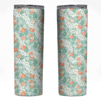 Anthurium Plumeria Lei Pastel Skinny Tumbler Teal Hawaiian Splendid Palaka