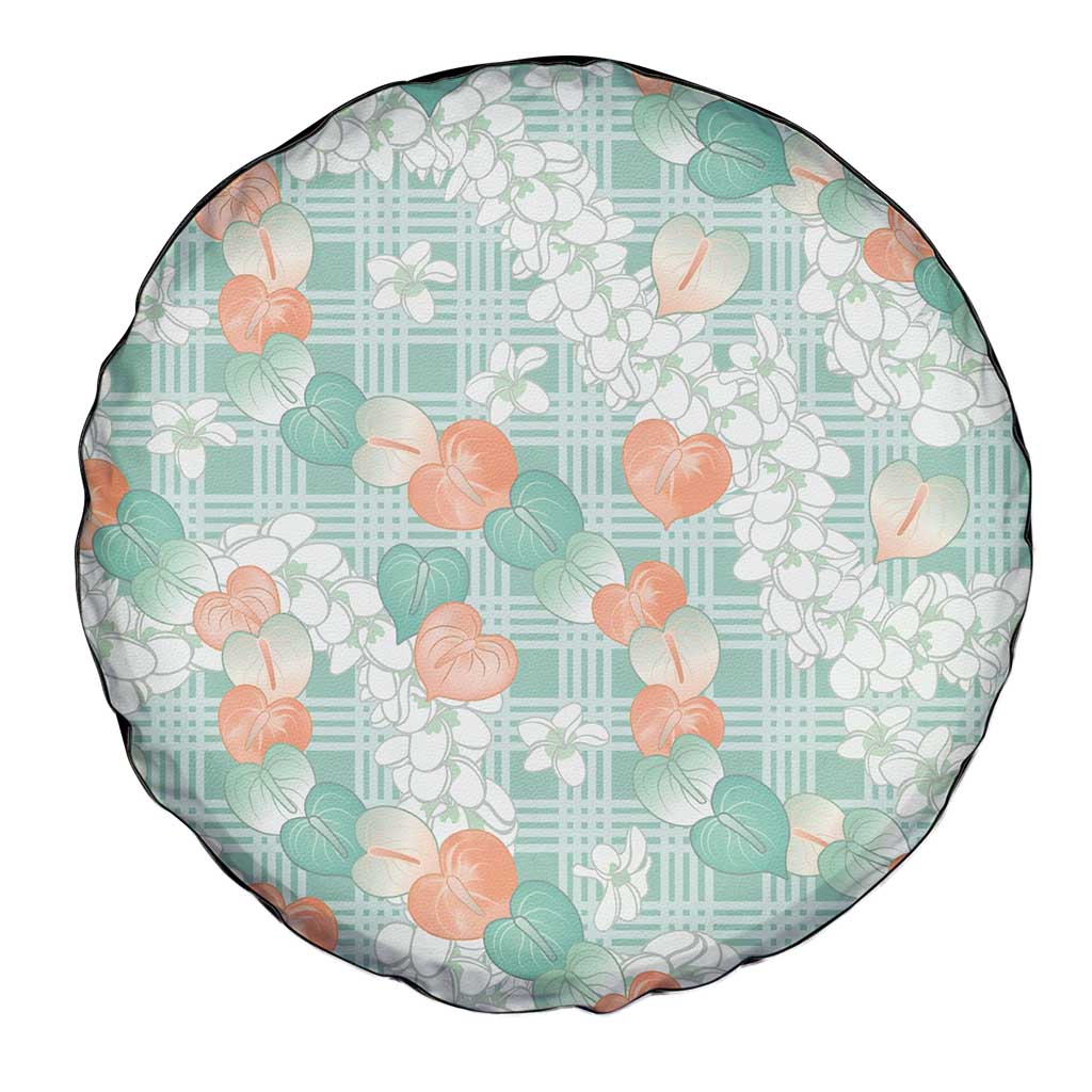Anthurium Plumeria Lei Pastel Spare Tire Cover Teal Hawaiian Splendid Palaka