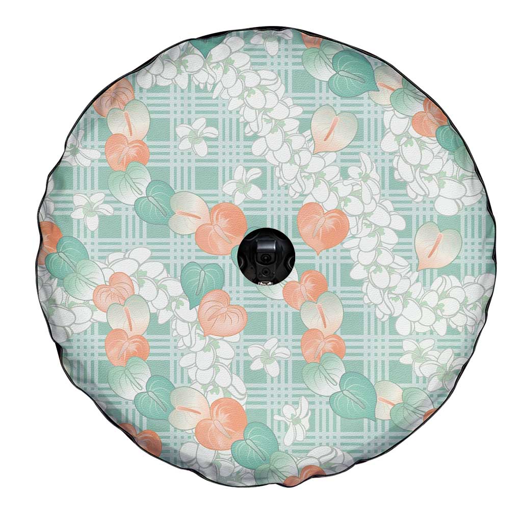 Anthurium Plumeria Lei Pastel Spare Tire Cover Teal Hawaiian Splendid Palaka