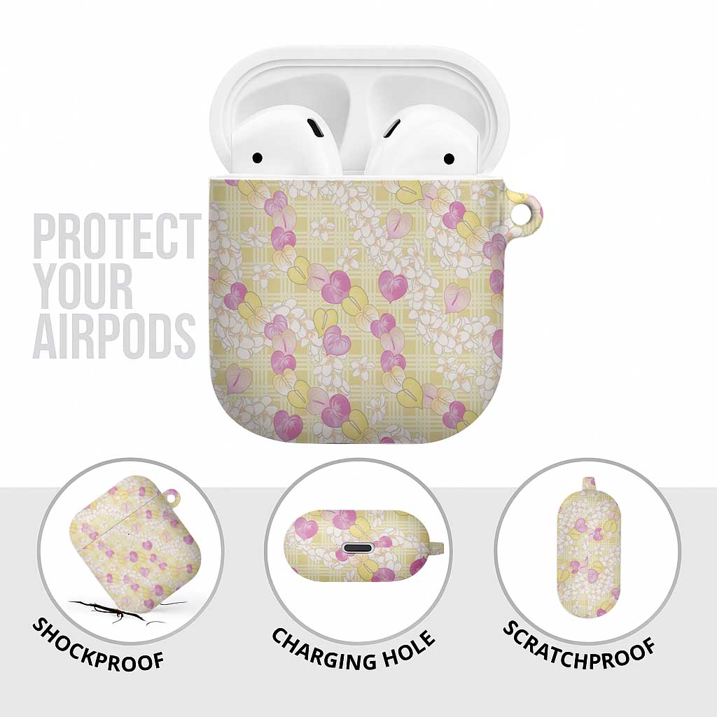 Anthurium Plumeria Lei Pastel AirPods Case Yellow Hawaiian Splendid Palaka