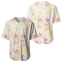 Anthurium Plumeria Lei Pastel Baseball Jersey Yellow Hawaiian Splendid Palaka LT01 - Polynesian Pride