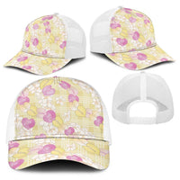 Anthurium Plumeria Lei Pastel Baseball Net Cap Yellow Hawaiian Splendid Palaka